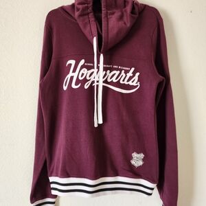 Maroon Hogwarts Hoodie with White Accents Size Junior Medium